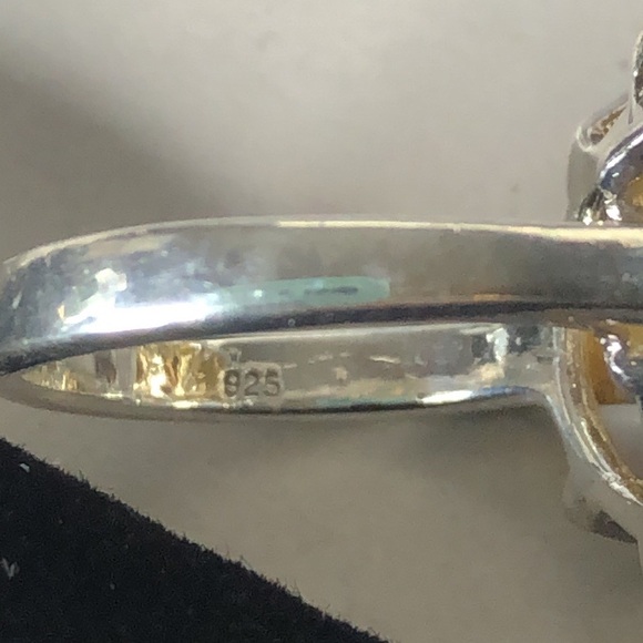 Sterling Silver Golden Citrine and Red Garnet Faceted Flower Ring Sz 7 - Picture 13 of 17